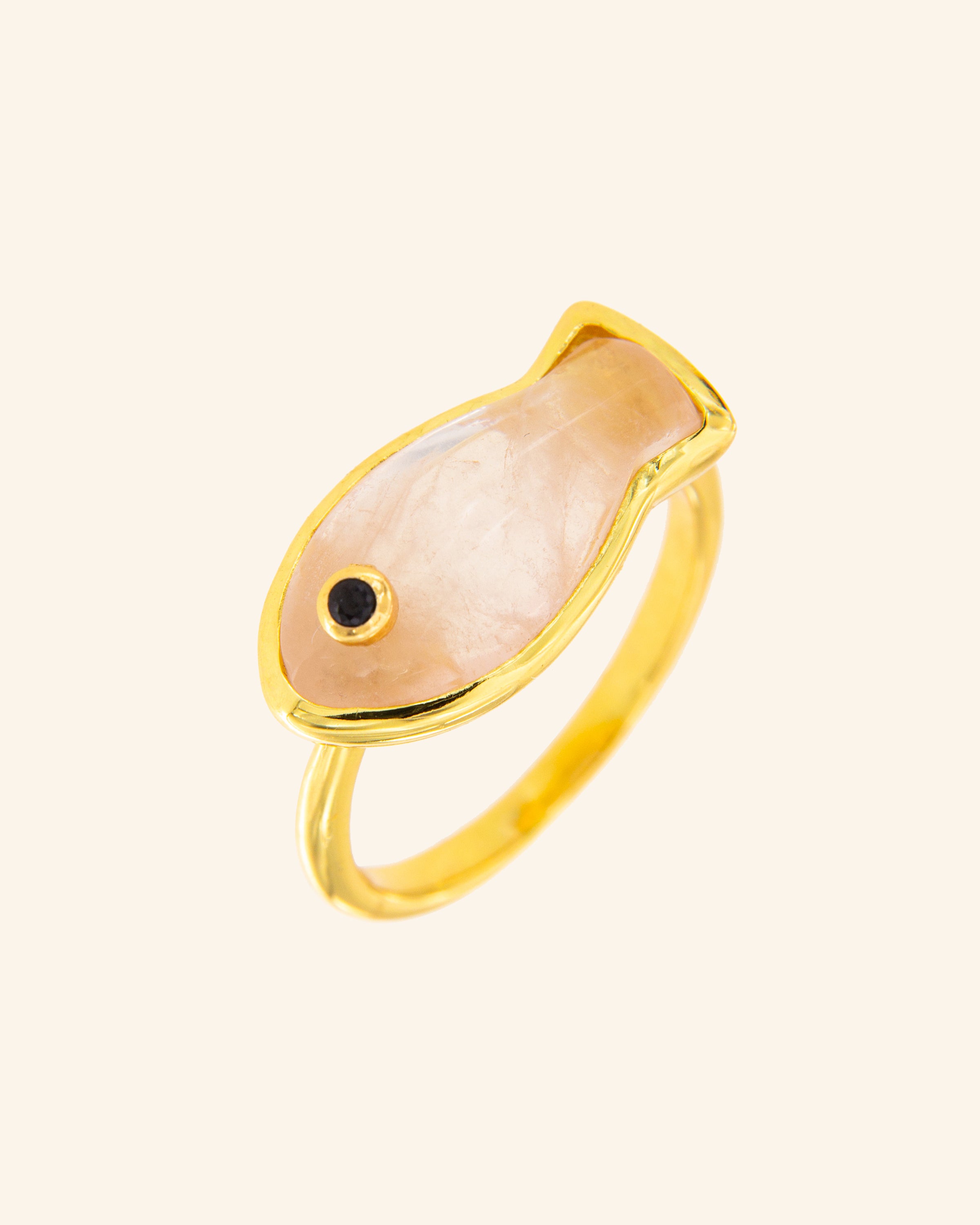 Anillo Marea Cuarzo rosa bisel