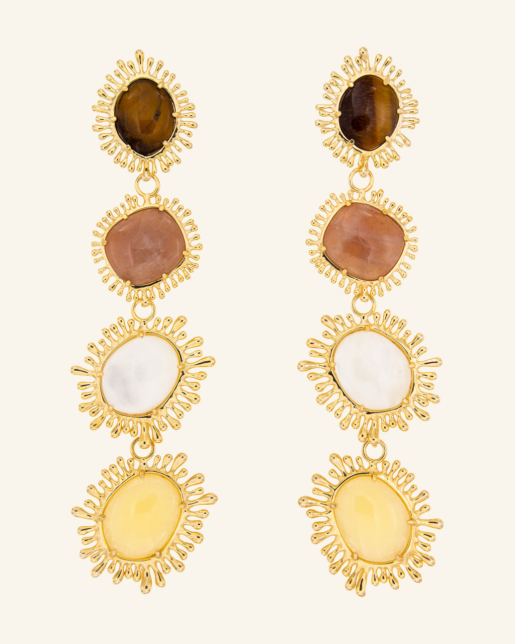 Pendientes Sol con Ojo de Tigre