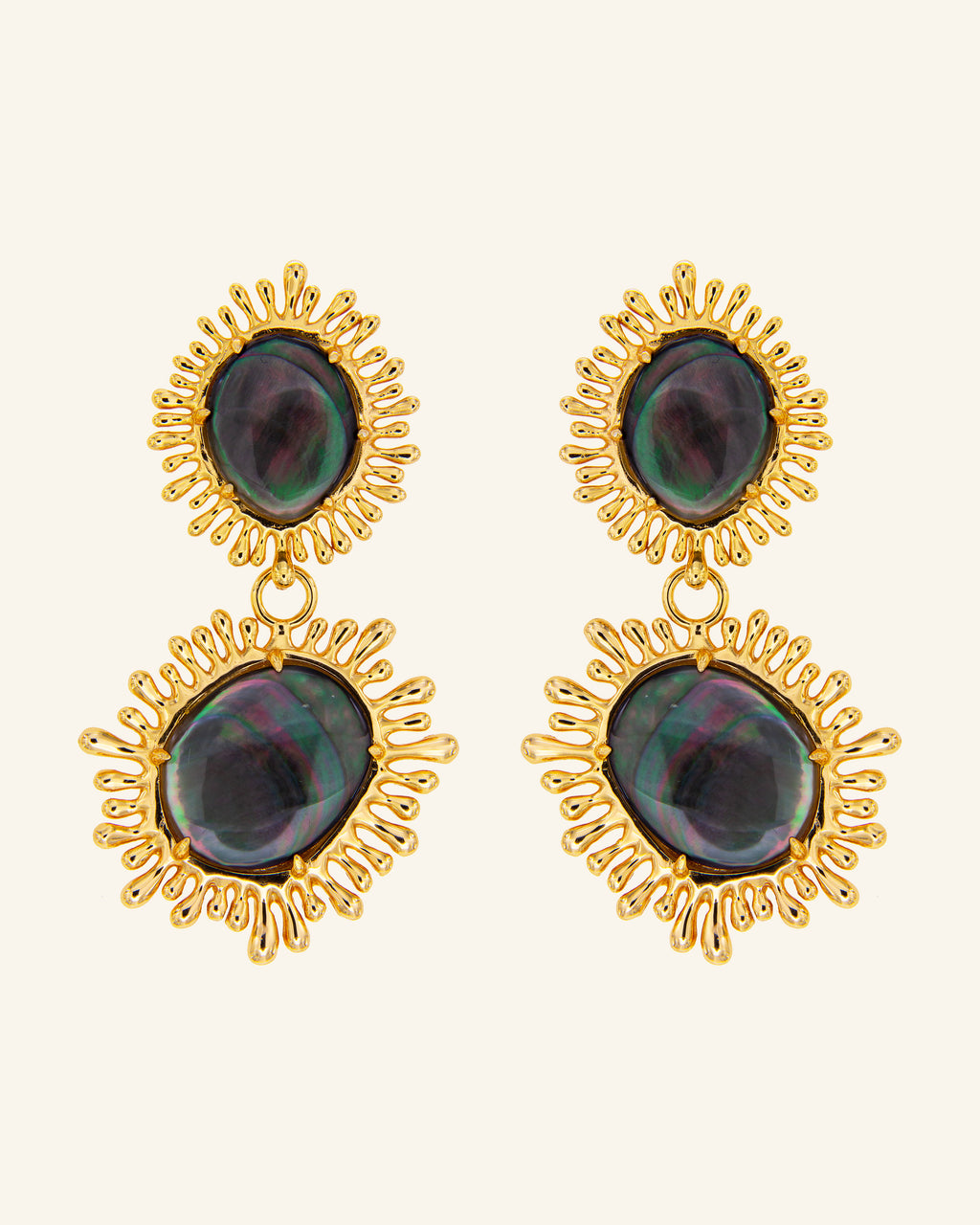 Pendientes Sol con Madreperla negra