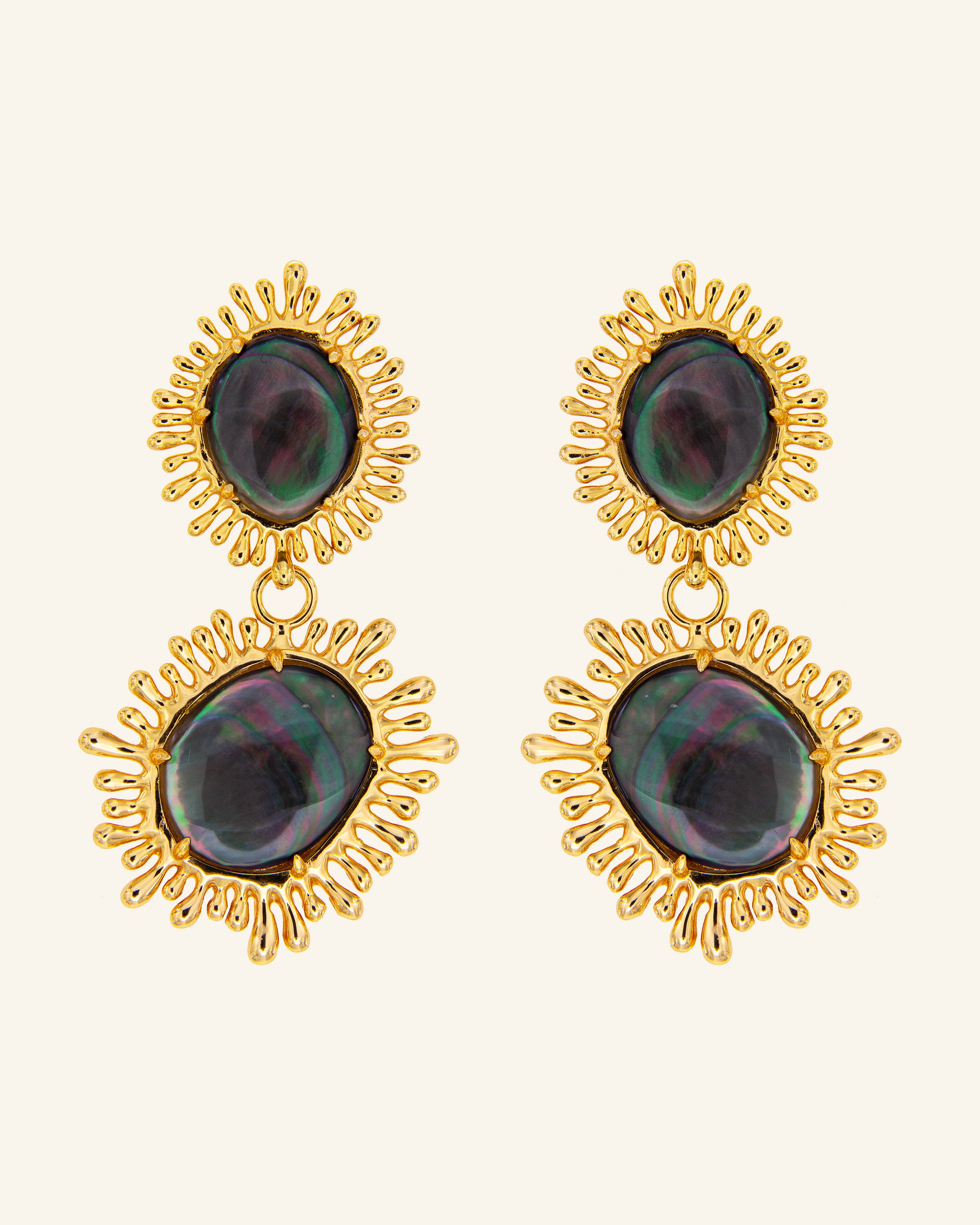 Pendientes Sol con Madreperla negra