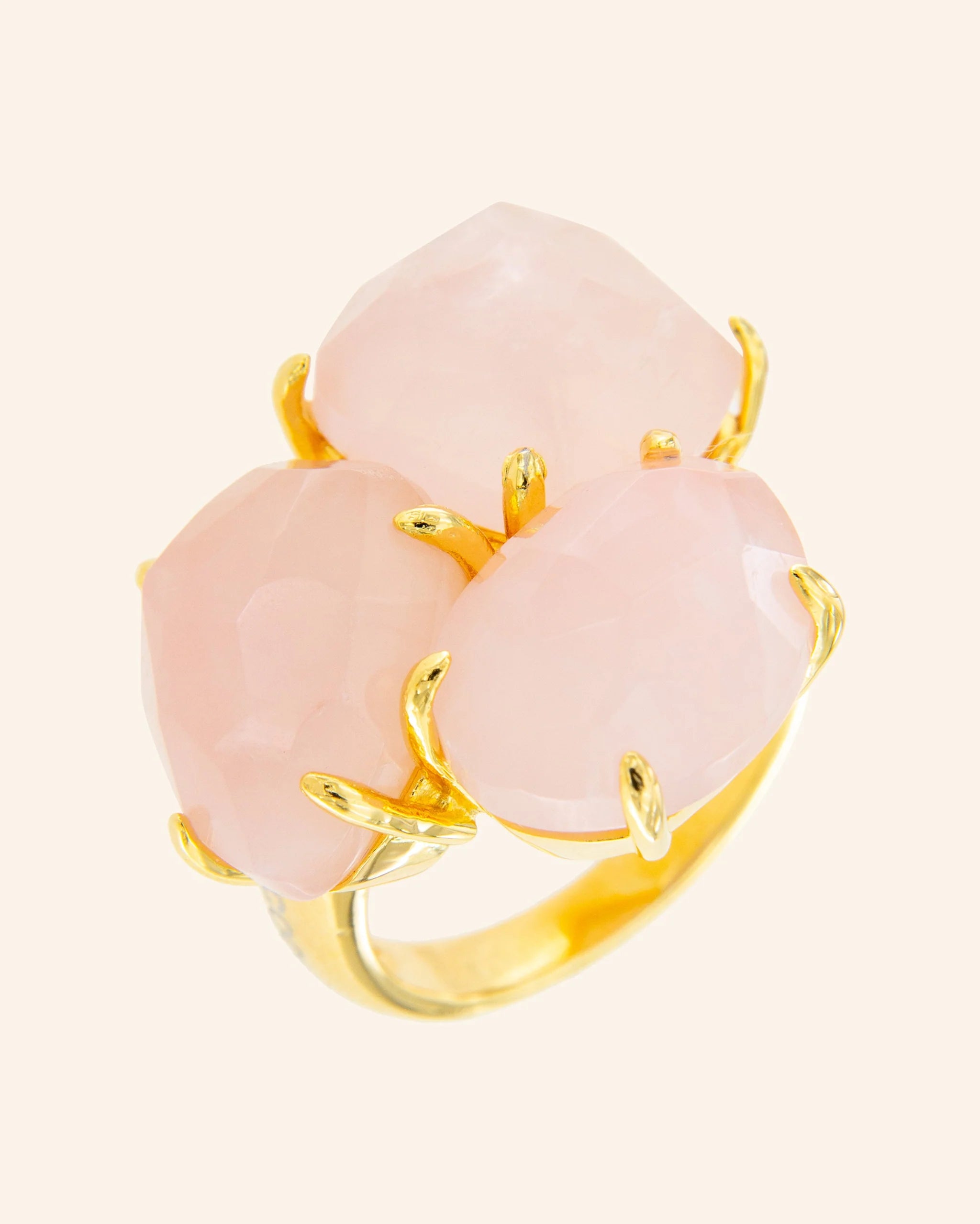 Anillo Kraz con cuarzo rosa