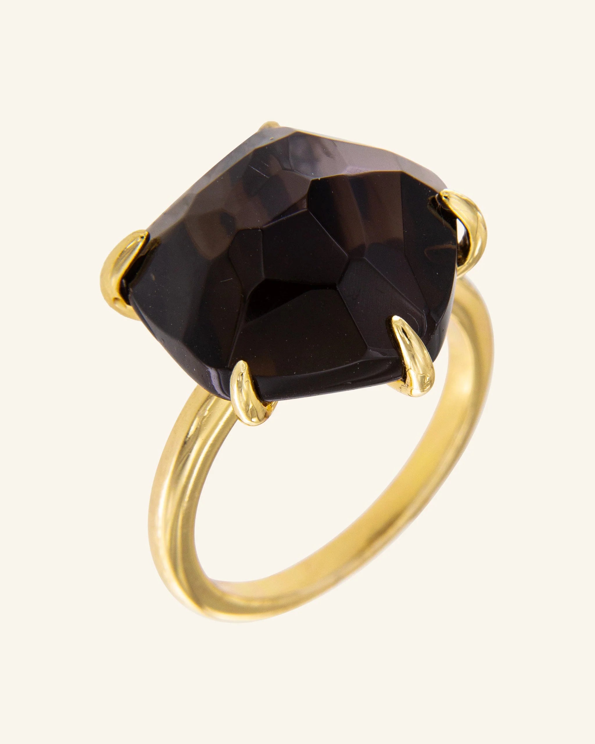 Anillo Papiro con cuarzo fume