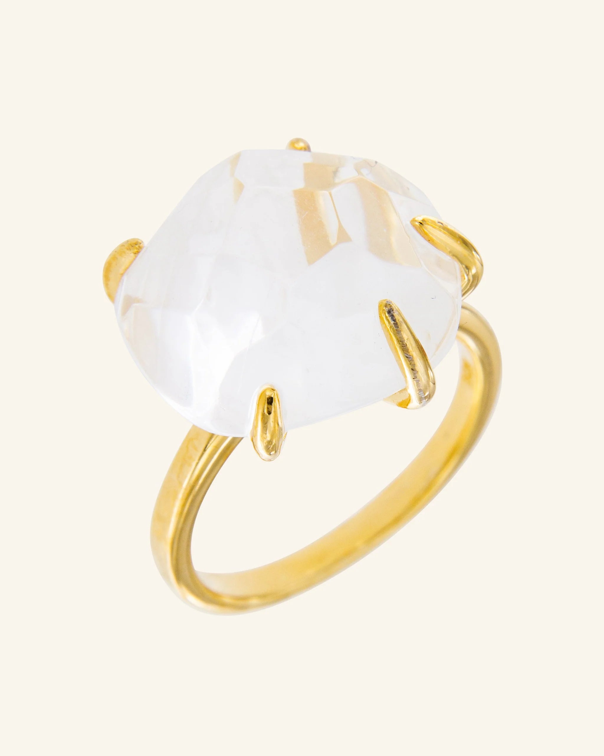 Anillo Papiro con cuarzo incoloro