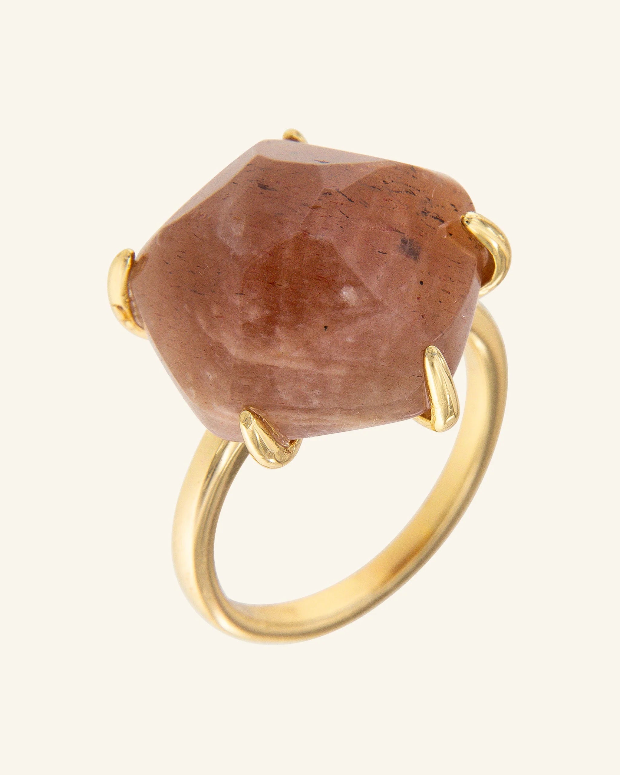 Anillo Papiro con Piedraluna rosa