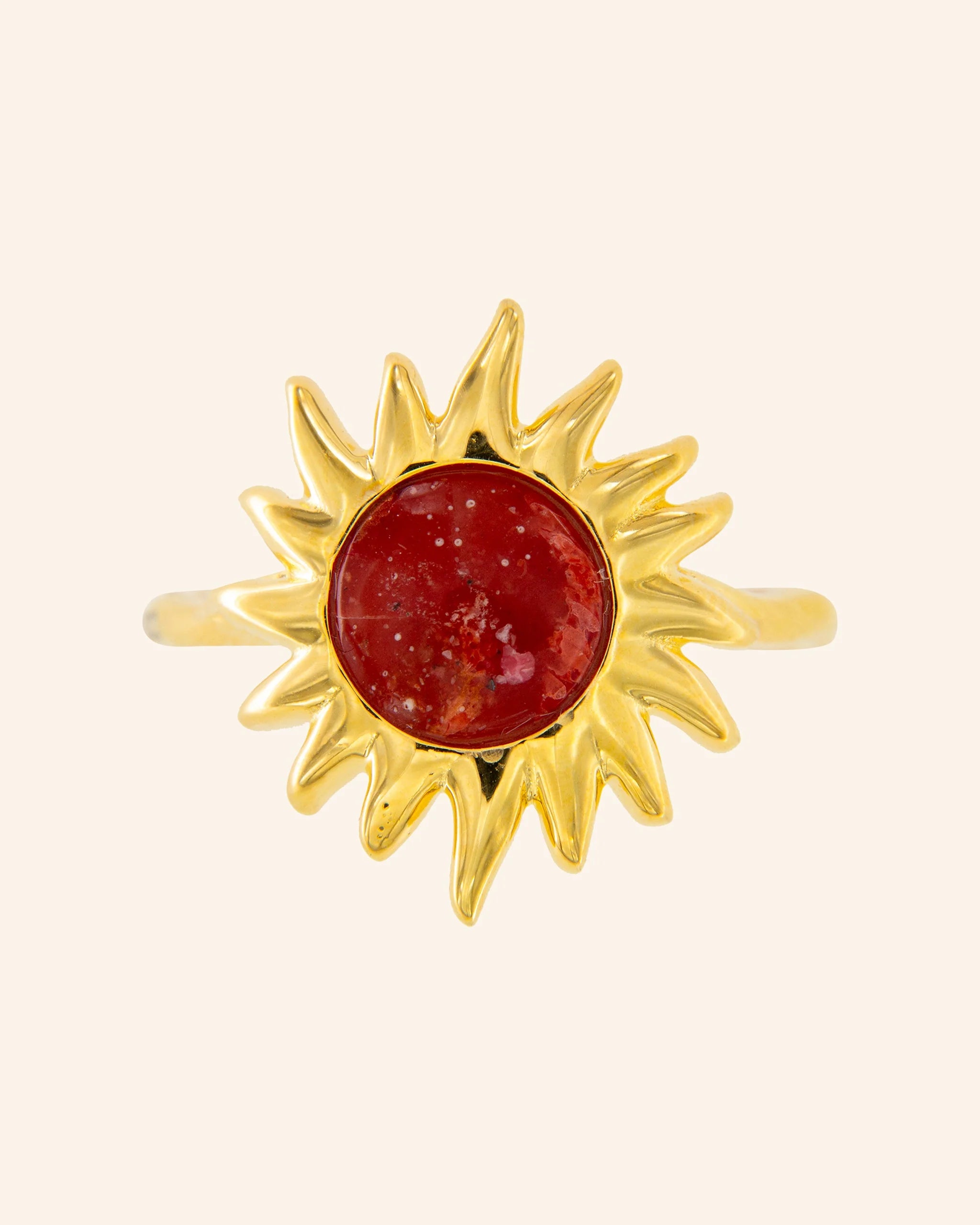 Anillo Sol Coral Rojo