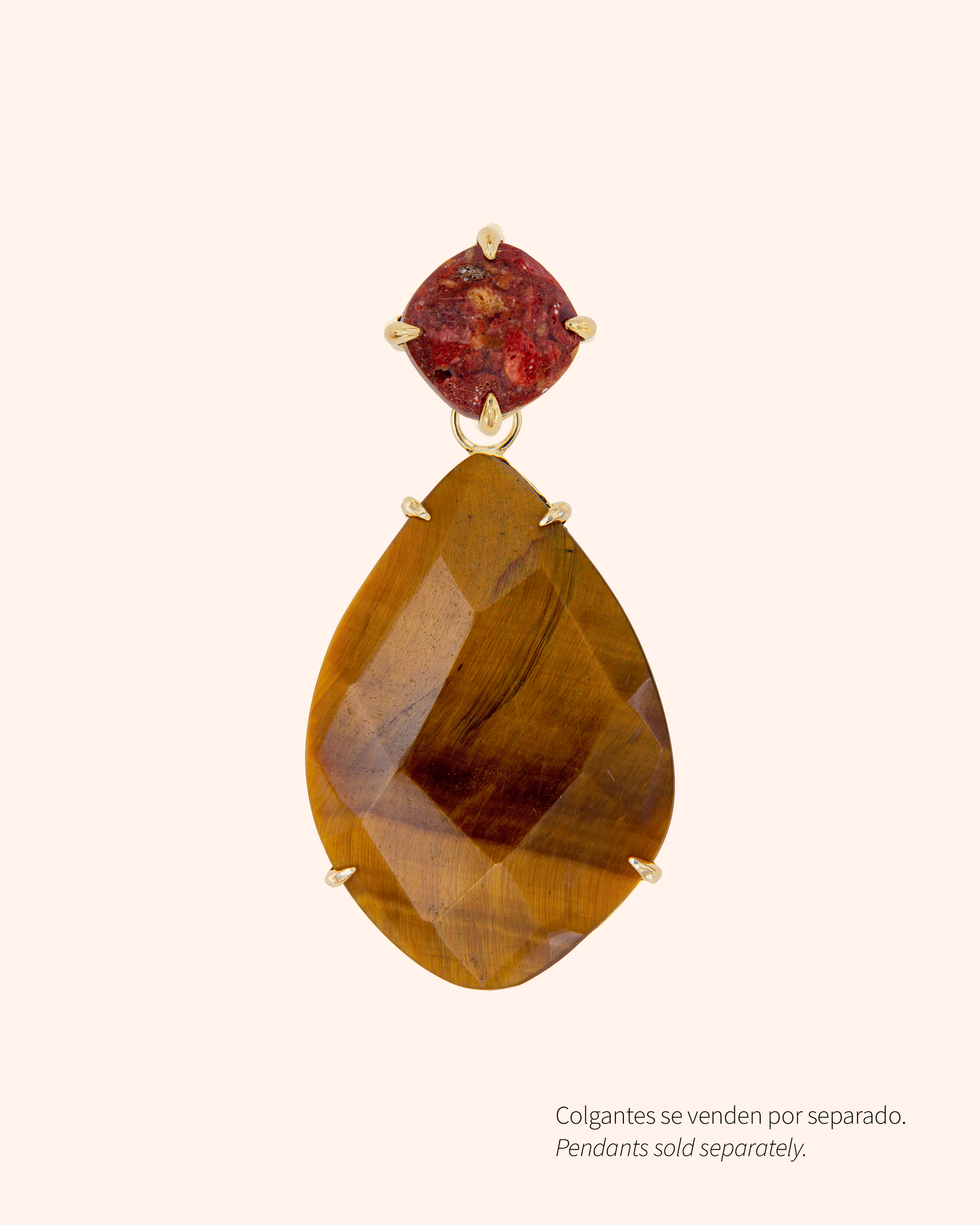 Pendientes  Big Candy dorado con Coral