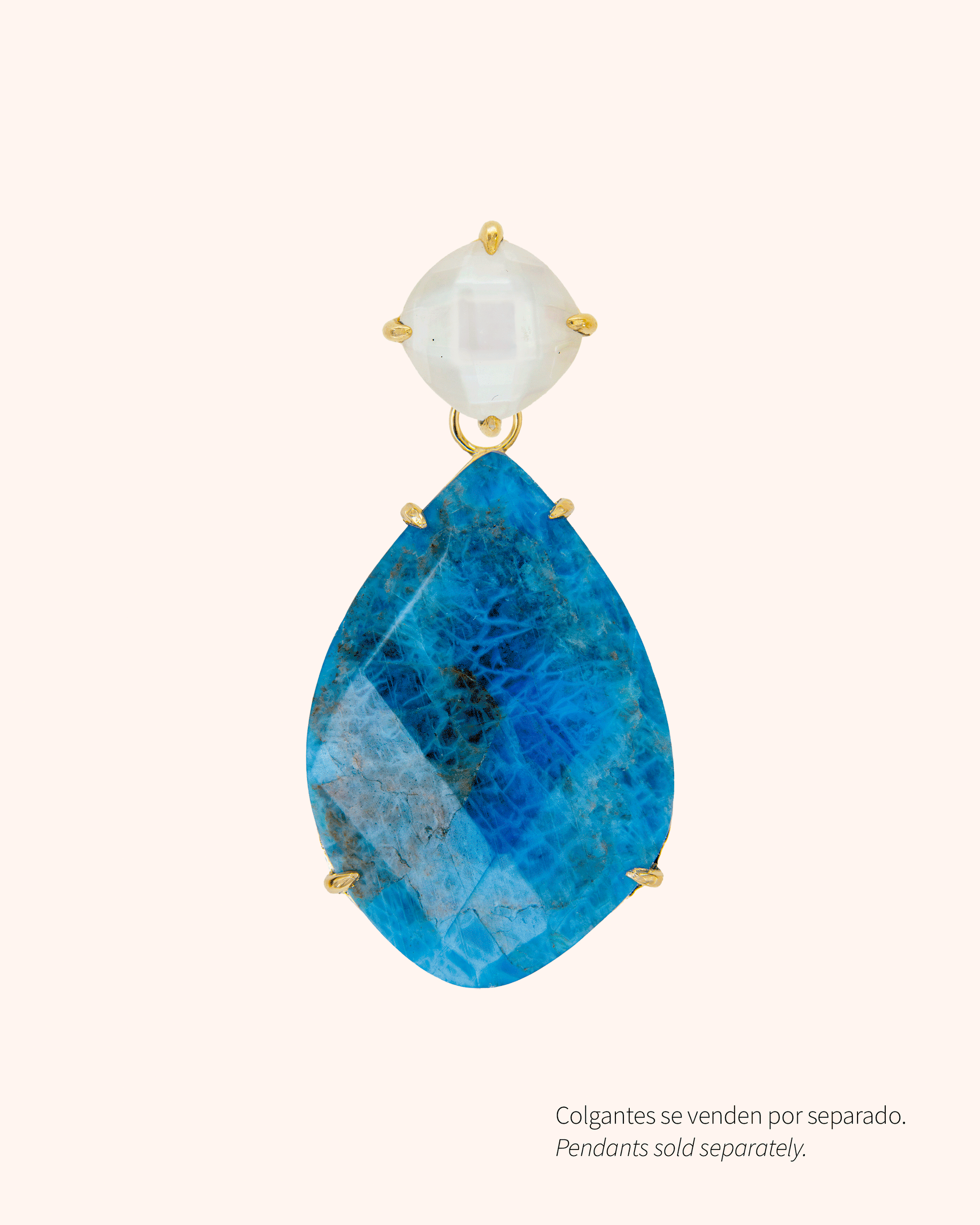 Pendientes  Big Candy dorado con madreperla blanca y cuarzo
