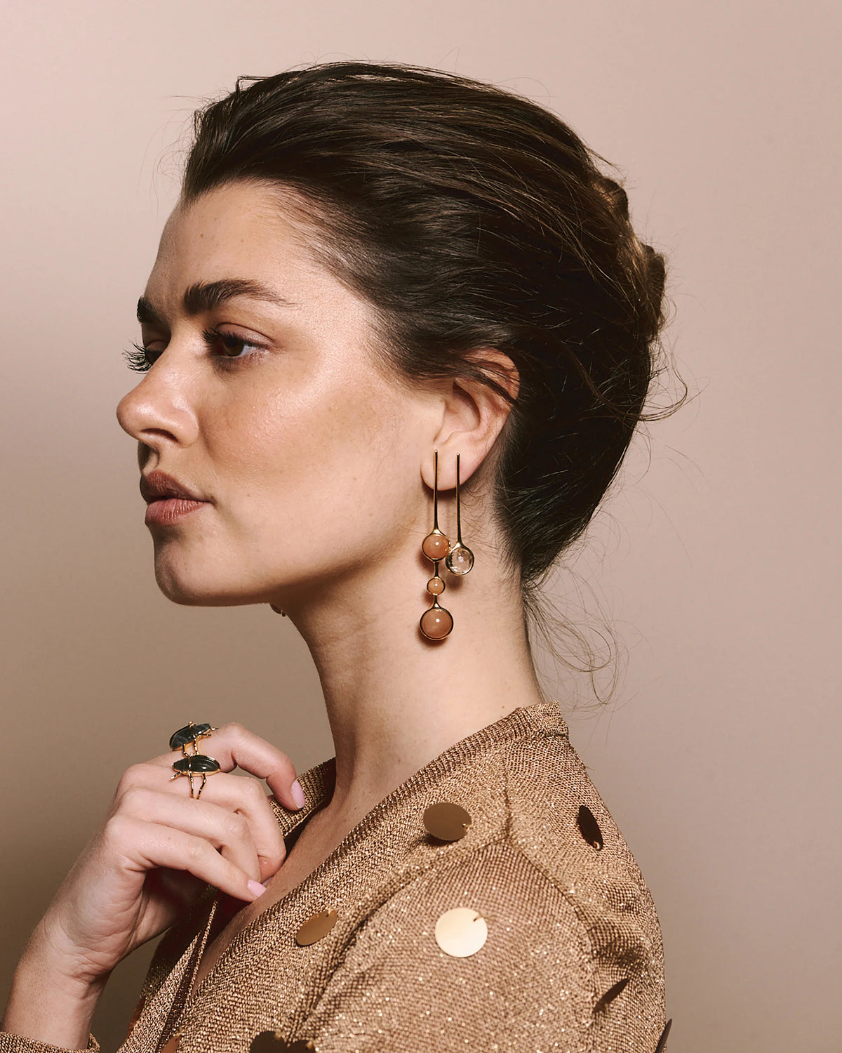 Pendientes Crisálida Piedraluna Rosa