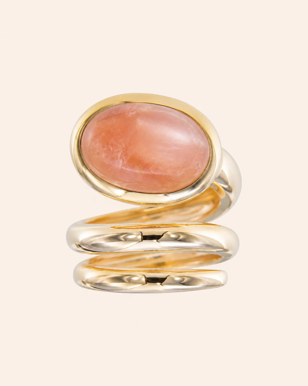 Anillo Renacuajo Piedra Luna Rosa