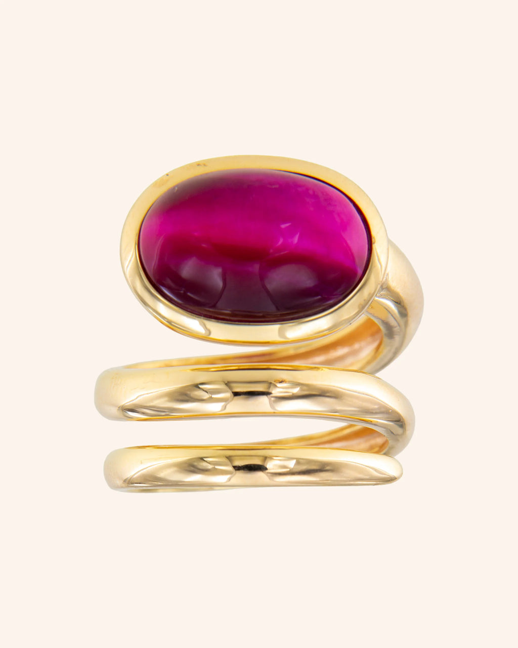 Anillo Renacuajo ojo de tigre frambuesa