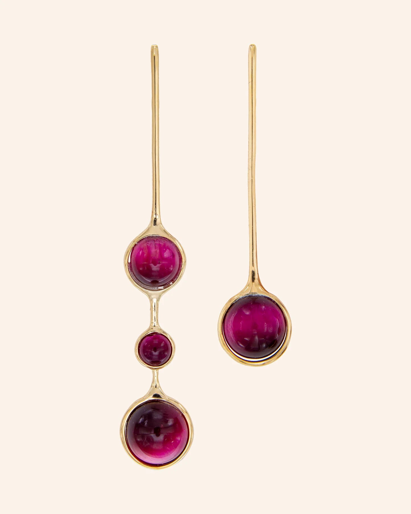 Pendientes Crisálida Ojo de Tigre Frambuesa