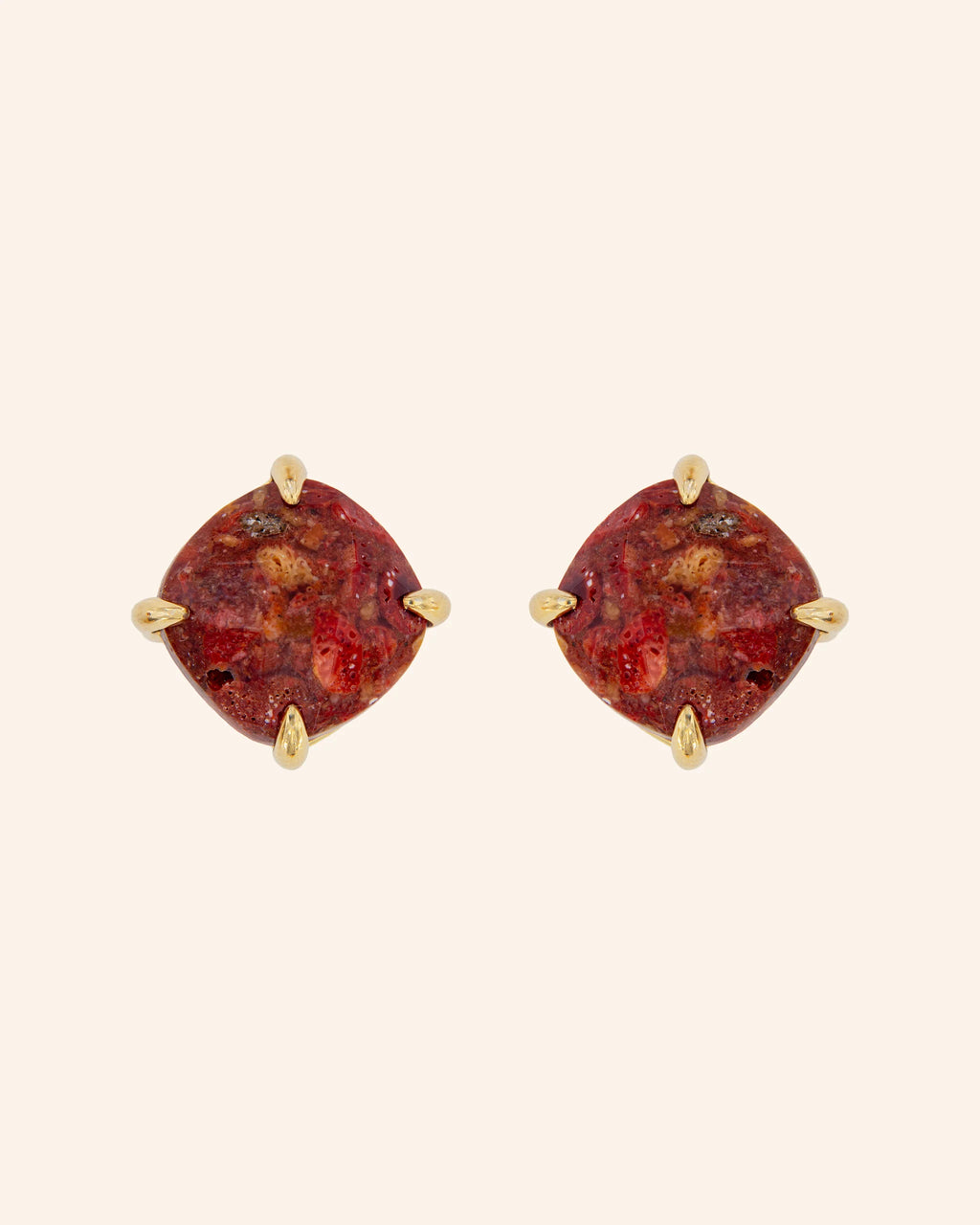 Pendientes  Big Candy dorado con Coral