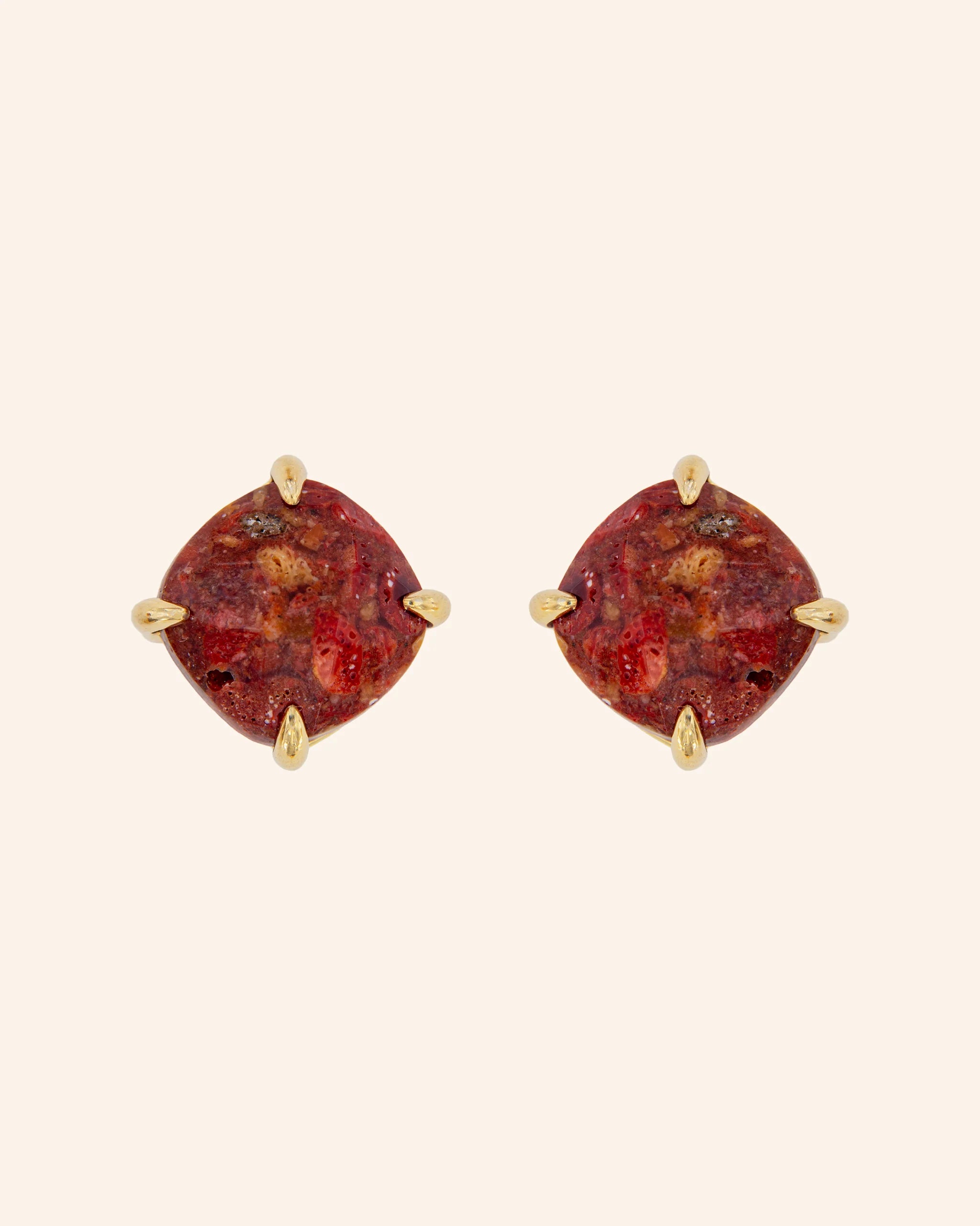 Pendientes  Big Candy dorado con Coral