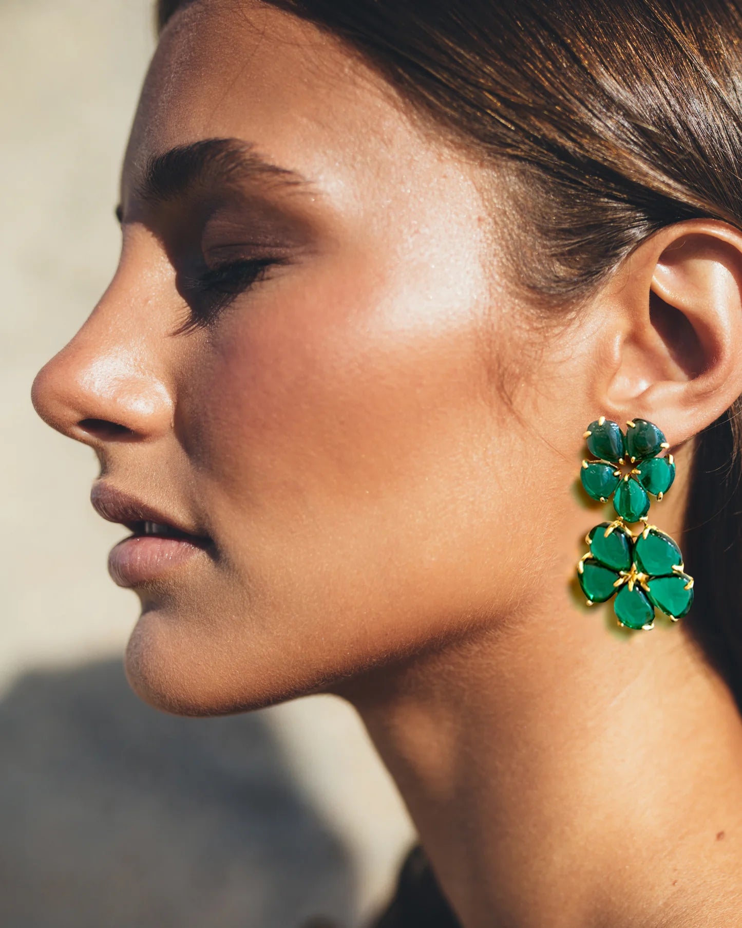 Pendientes Hibiscus Esmeralda