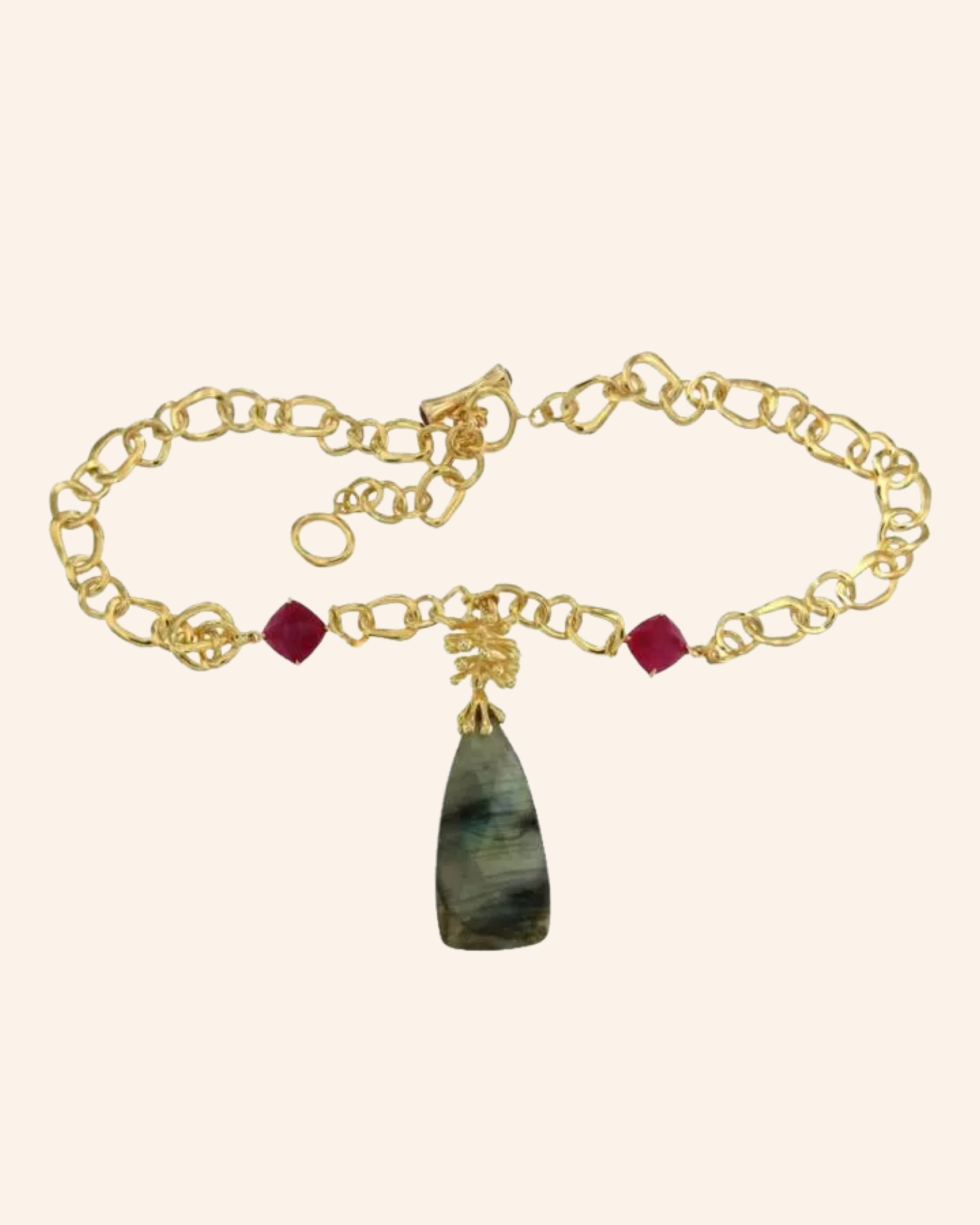 Collar Moorea con labradorita y ágata frambuesa