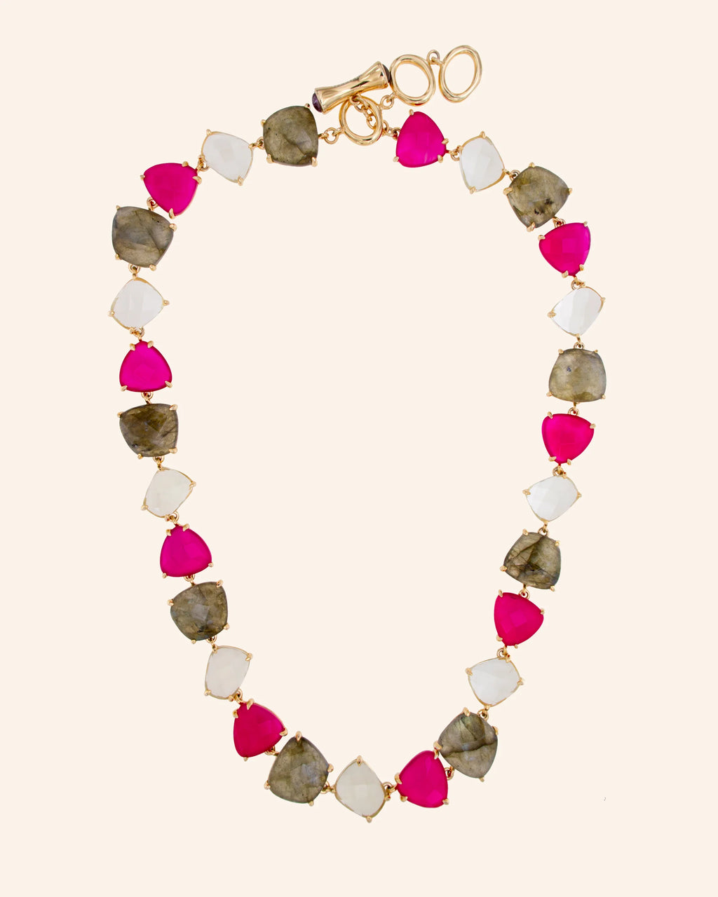 Collar Nereida con labradorita, ágata frambuesa y cuarzo limón