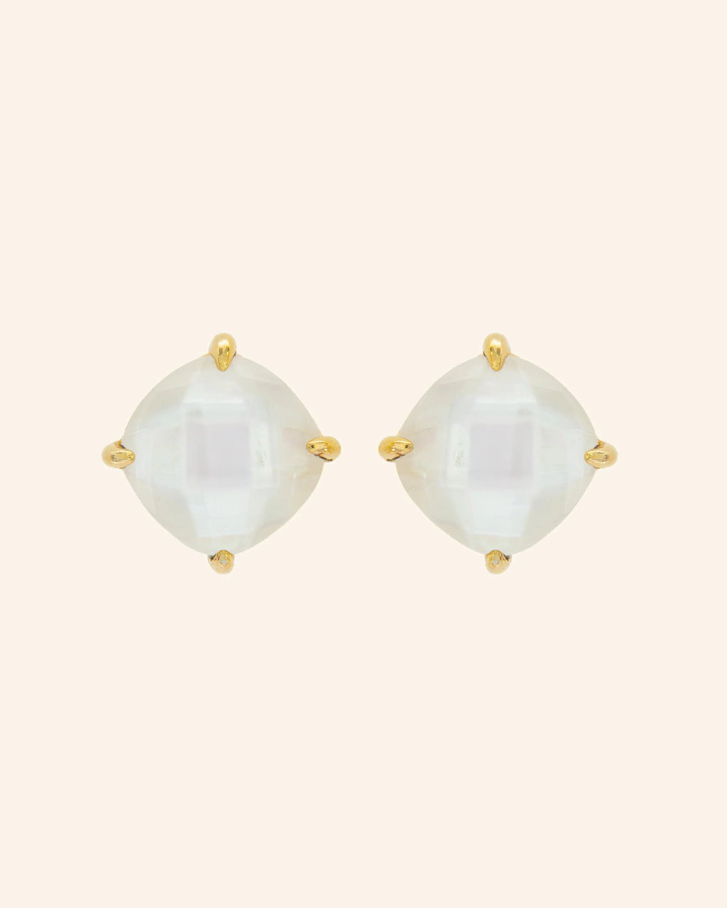 Pendientes  Big Candy dorado con madreperla blanca y cuarzo