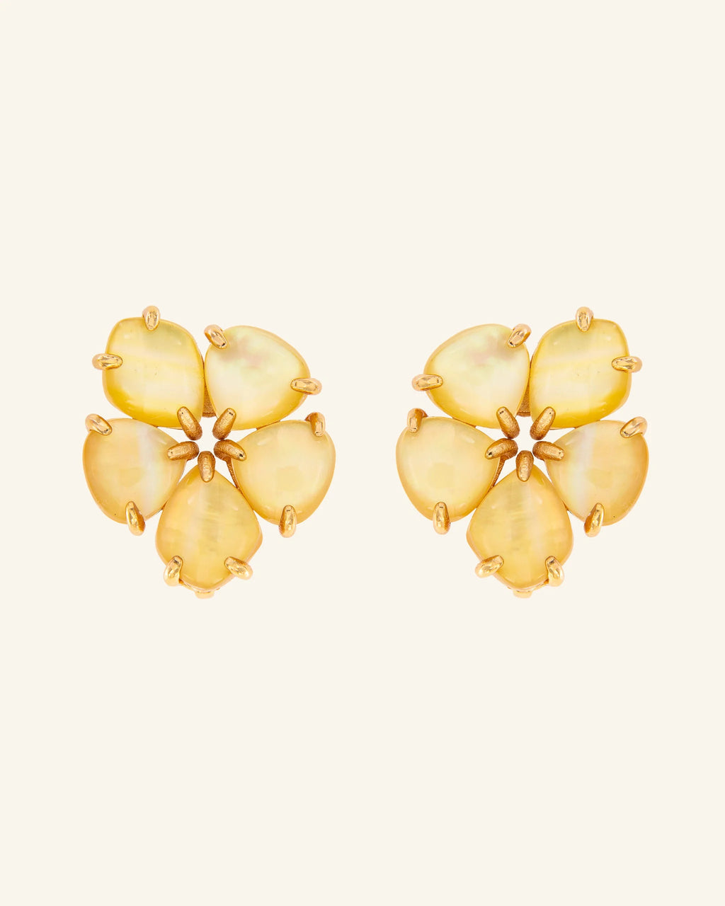 Pendientes Hibiscus Madreperla Dorada