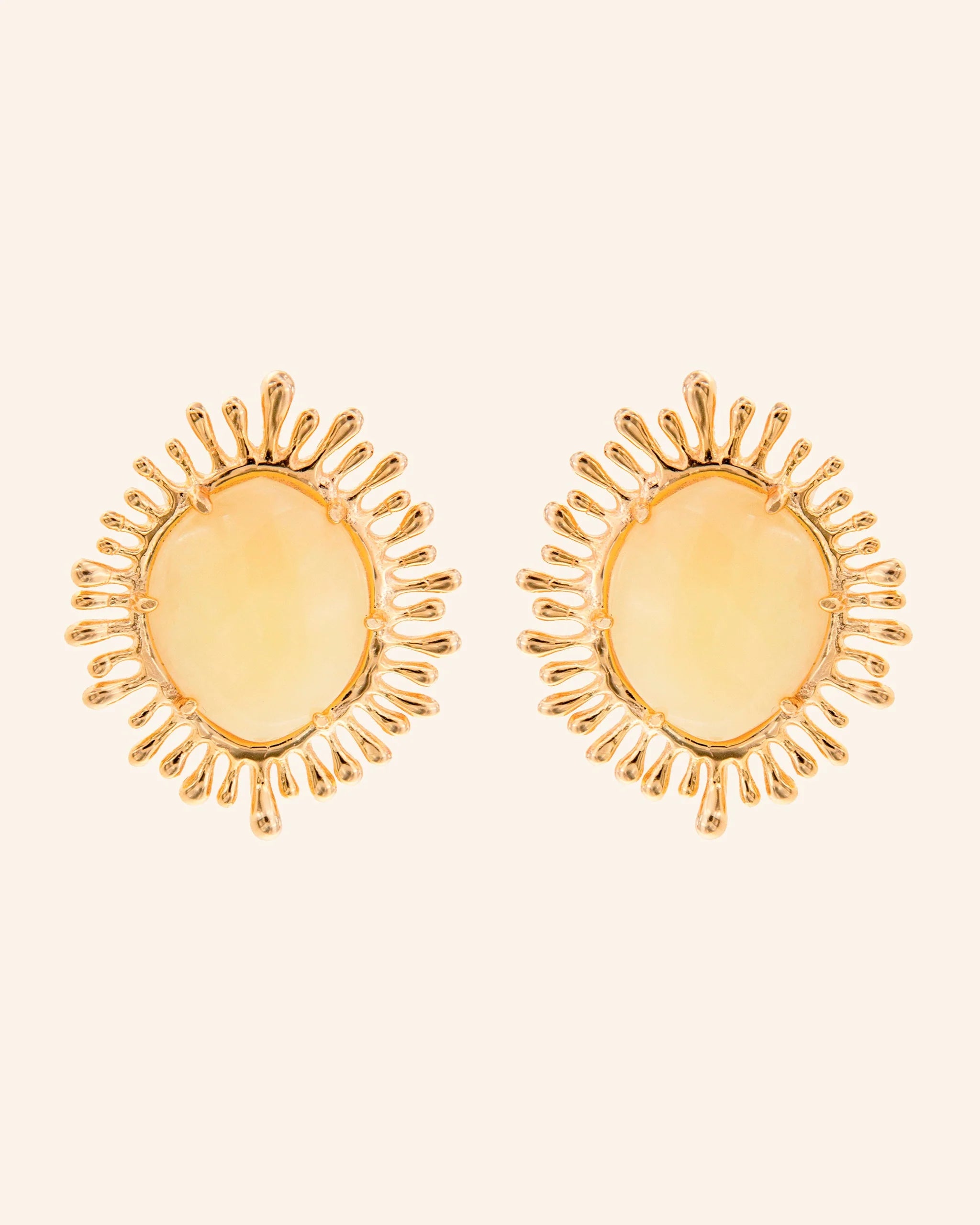 Pendientes Sol con Calcita Melocotón