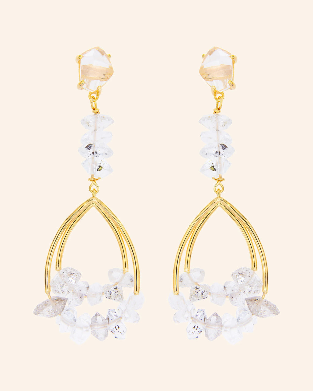 Pendientes Vinson con cuarzo herkimer