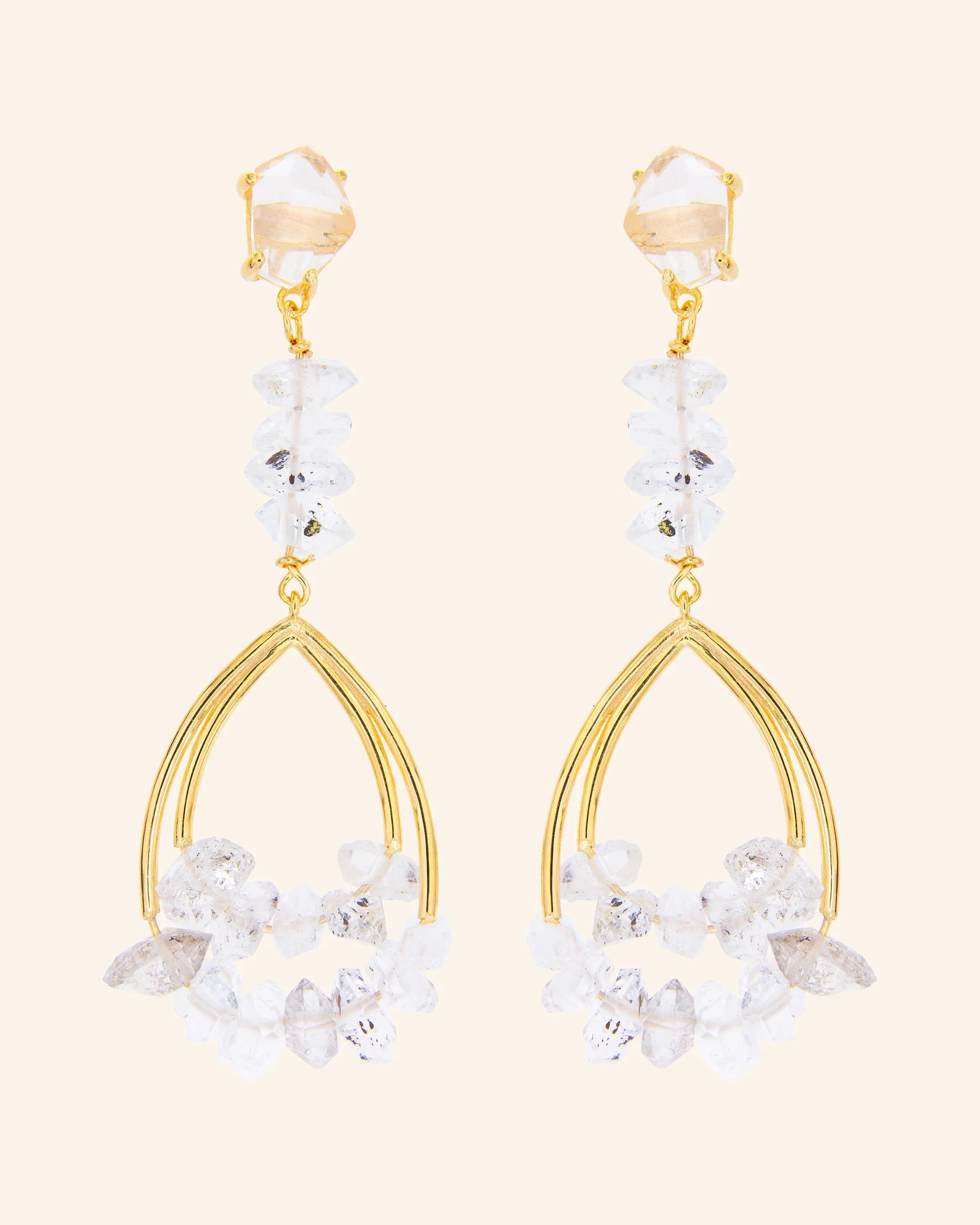 Pendientes Vinson con cuarzo herkimer