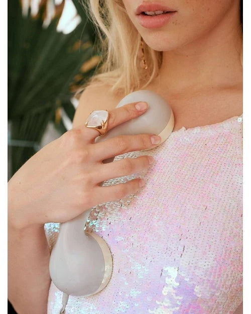 Anillo Igloo Madreperla Blanca y Cuarzo