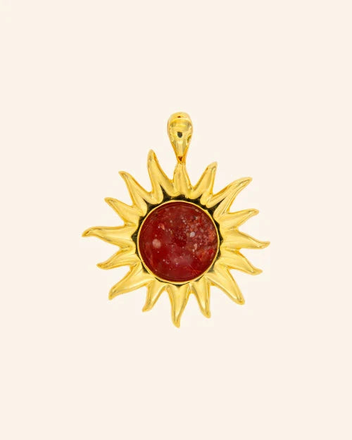 Colgante Sol Fascinante Coral Rojo