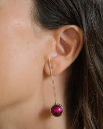 Pendientes Crisálida Ojo de Tigre Frambuesa