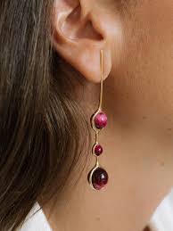 Pendientes Crisálida Ojo de Tigre Frambuesa